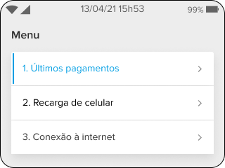 Maquininha Pro 2 com foco em Últimos pagamentos
